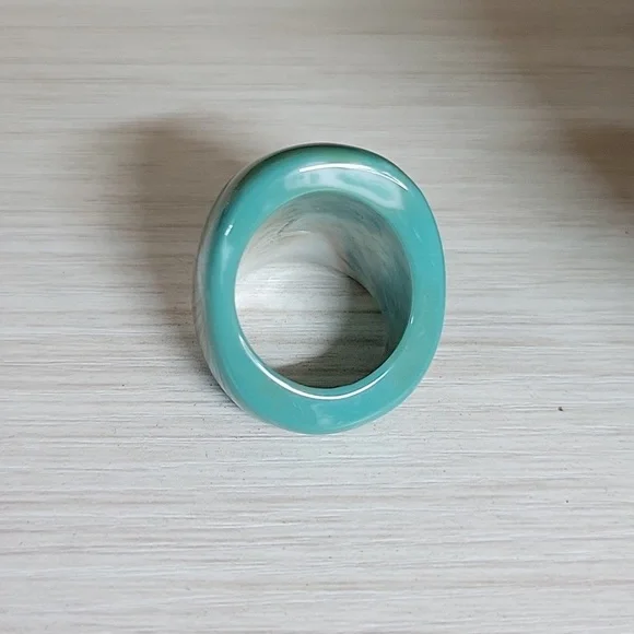 TEAL AND ORANGE SWIRL BOLD DOME RING - Picture 7 of 7